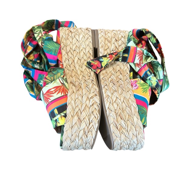 I.N.C. Tropical Print Ankle Wrap Tie Platform Espadrille Wedge Sandals NEW 7 - Picture 12 of 15